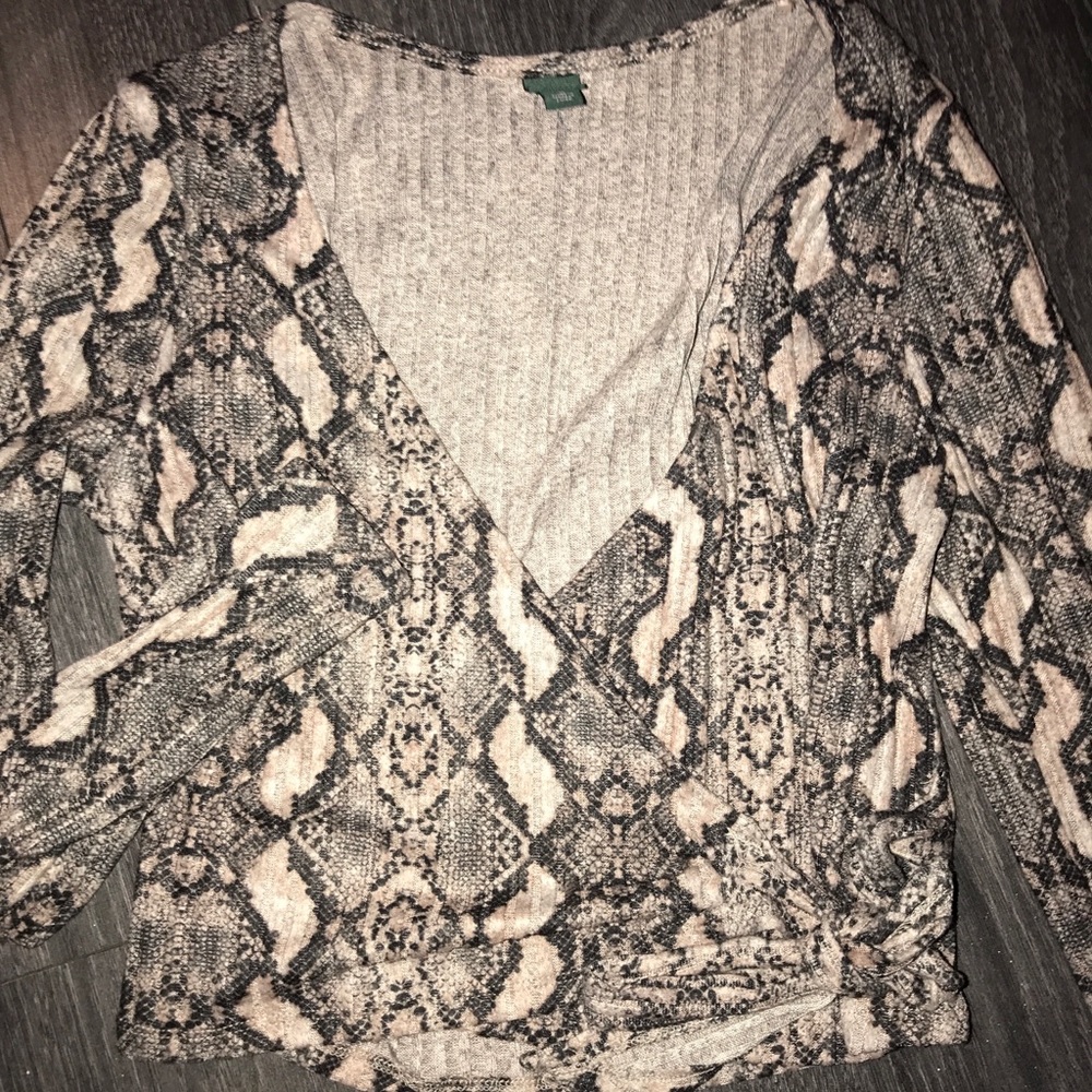 Wild Fable Long Sleeve Snake Print Wrap Sweater
